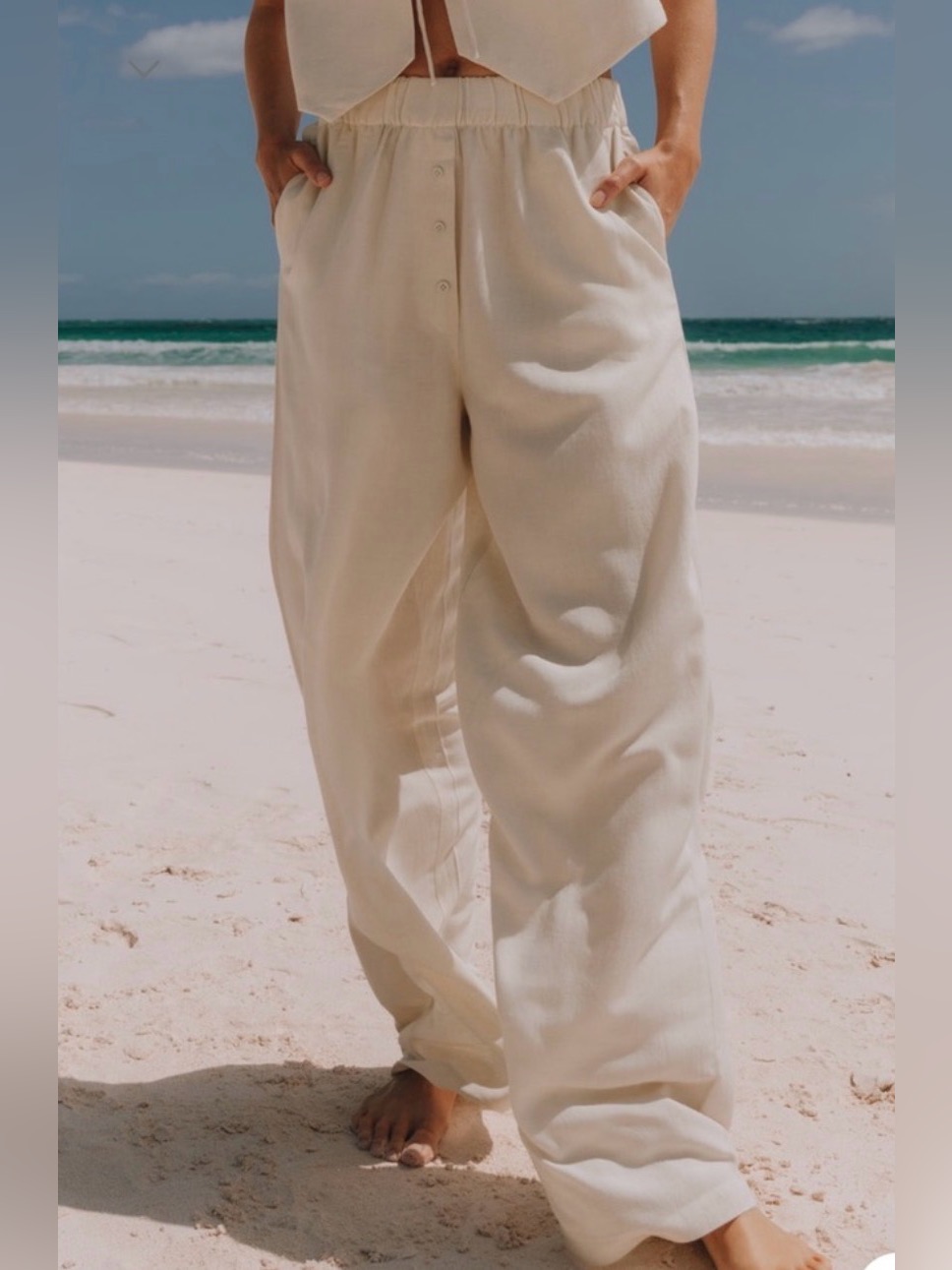 Daily Drills Linen Resort Wide Leg Pants Size M/L